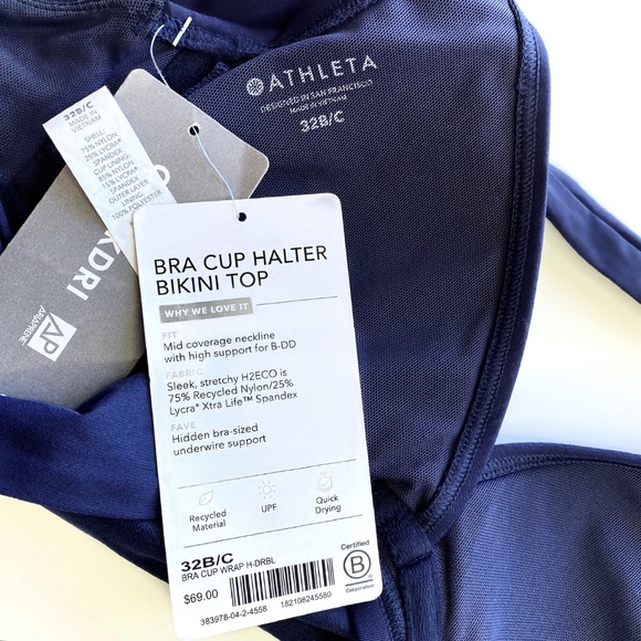 ATHLETA BRA CUP WRAP HALTER BIKINI TOP - Picture 4 of 5